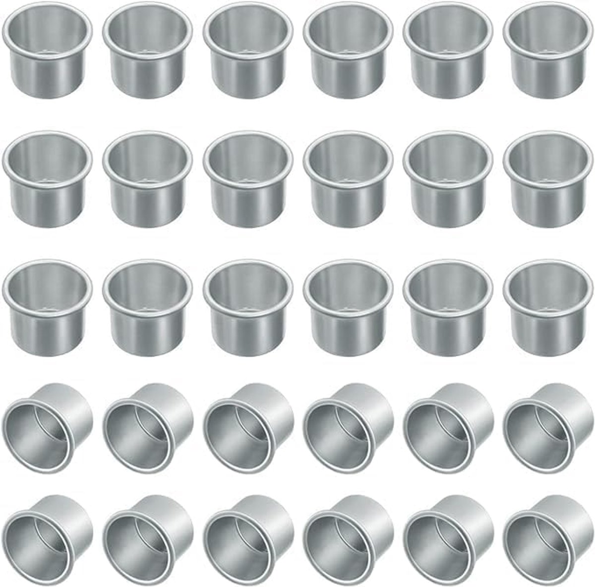 30 stuks Kleine Staafkaarsen Aluminium, Kaarsenhouder Staafkaars, Ronde DIY Kaantenbuis Kaarsenstandaard Kaarseninzet voor Huwelijk Verjaardag Tafeldecoratie Kaarsenhouder Staafkaars
