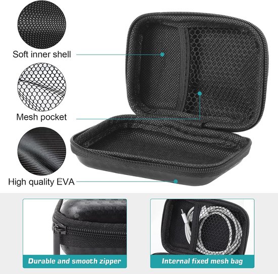 Hard Case Bescherming Tassen, Hoofdtelefoon Opslag Draagbare Opslag Oortelefoon Cases, Schok en Valbestendig Harde EVA Beschermende Organizer voor MP3, Oplader Kabel en Plug — afbeelding 4