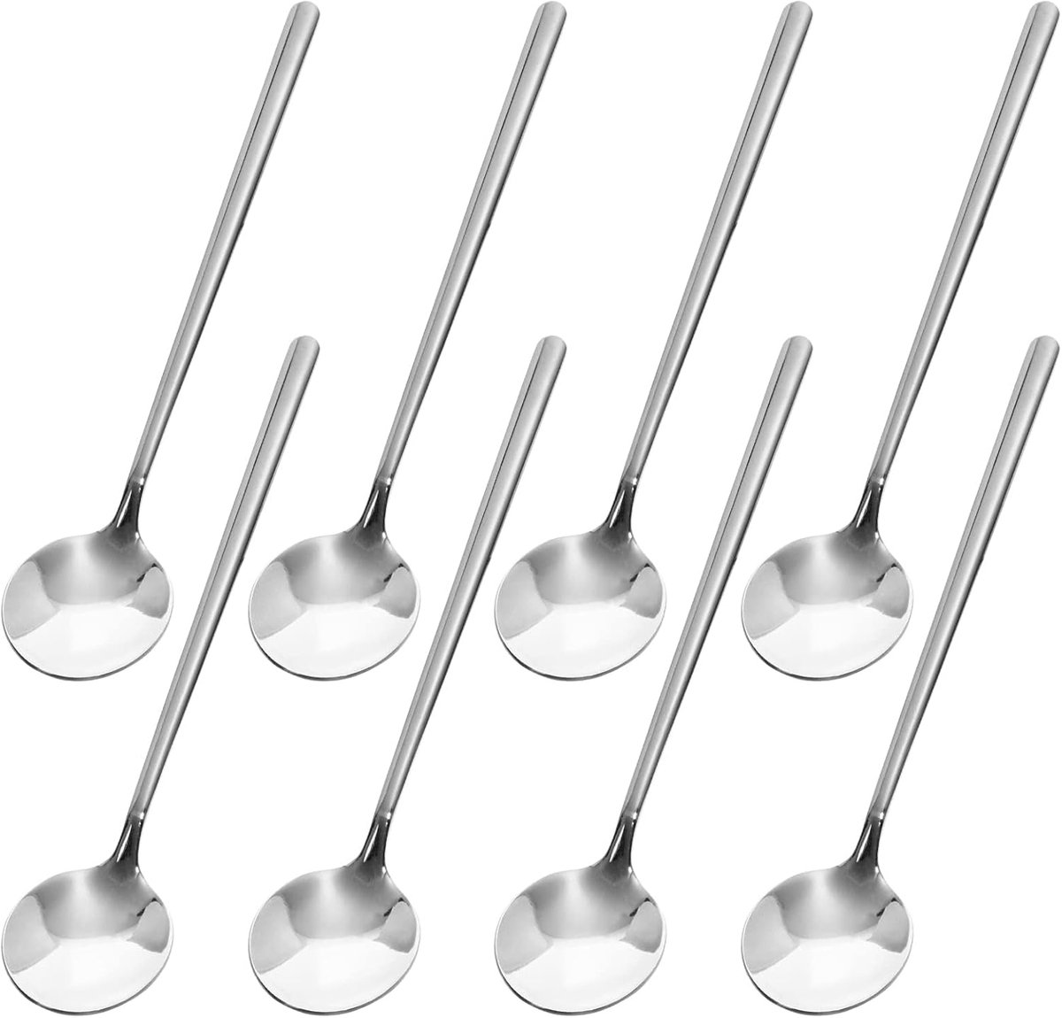 Koffielepels, 8 stuks theelepels van roestvrij staal, kleine lepel voor het mengen van kooklepels voor thee, koffie, dessert, ijs (zilver)
