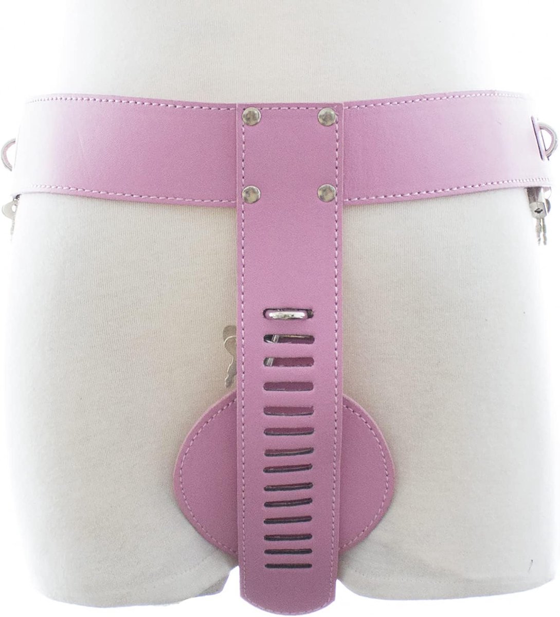 Chastity Belts for Women with Lock PU Chastity Cage Belt BDSM Chastity Devices Adjustable Chastity Strap Bondage Belt,sex Restraints Furniture Toys for Couples (Pink)