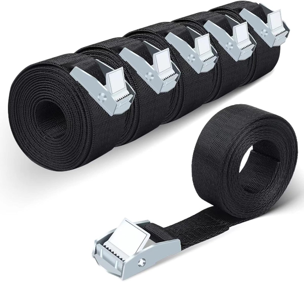 Spanbanden, 2 m spanriemen, ratel riemen, bagageriemen, capaciteit 250 kg, met metalen gesp voor motorfietsen, vrachtwagens, vracht, fietsen