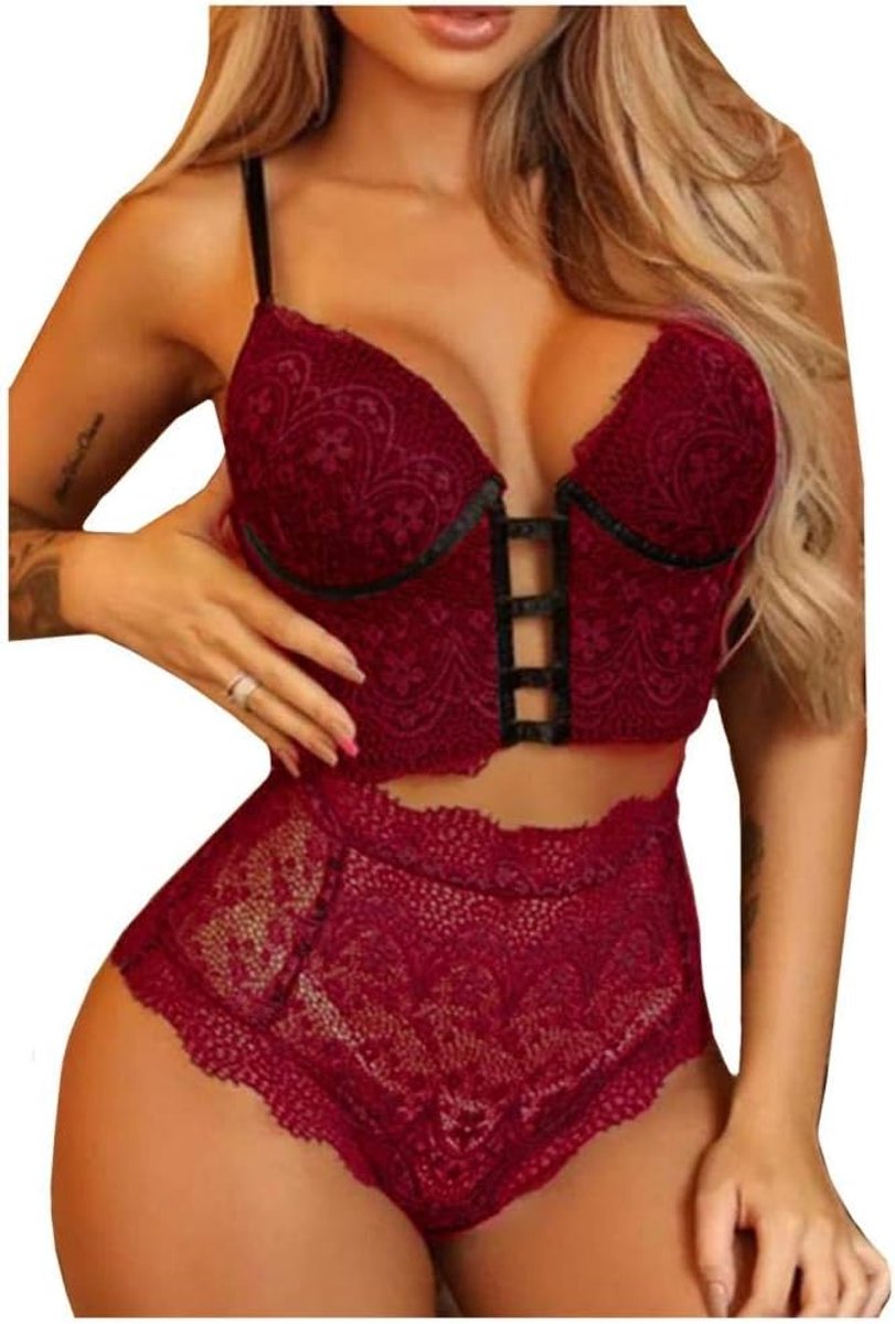 Lingerie & ondergoed Sexy Dames Beha Sexy Lingerie Bandage String Porno Jurk Sexy Lingerie Costum-red_S
