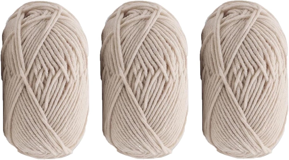3 stuks 50 g melkgaren breien katoenen garen zachte dikke handgeweven gehaakte wol garen voor handwerk haken breien (beige)