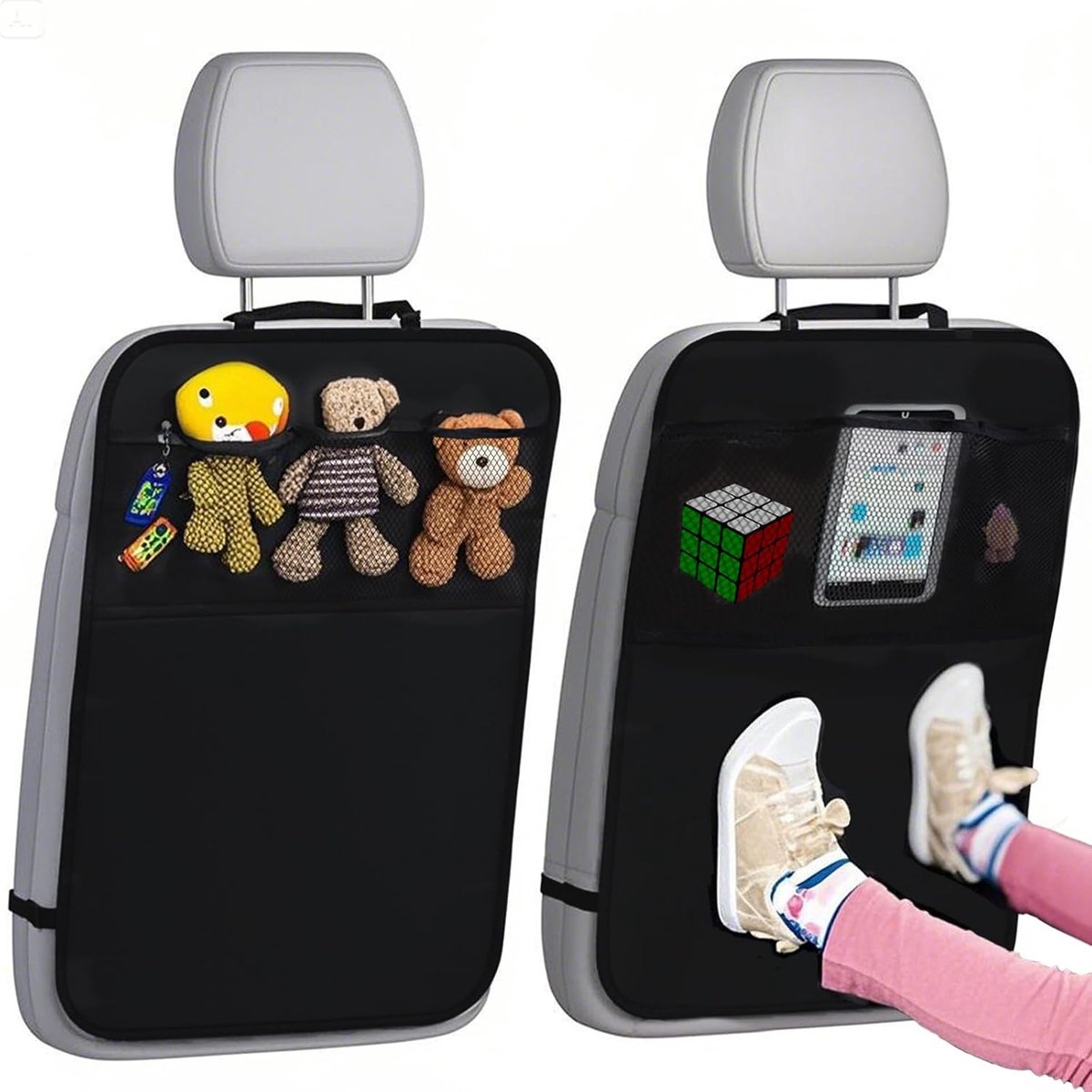 Beschermhoes voor autostoelen, 2 stuks, Oxford-stof, waterdicht, rugkussen, beschermhoes voor kinderstoel, vuilafstotend, waterdichte hoes (zwart)