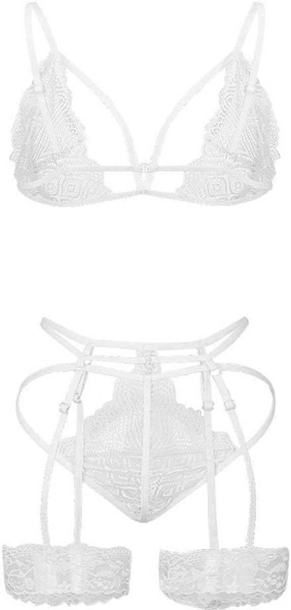 Lingerie Dameslingerie Dames Sexy Lingerie Kanten Beha String Verleiding Doorzien Kousenband Bandage Ondergoed Erotische Vrouwen Set