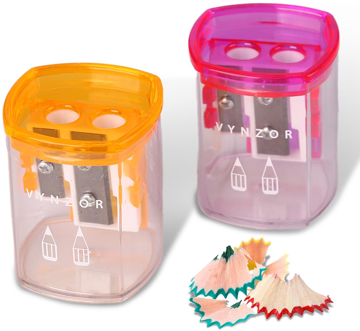 2 stuks puntenslijper met container, dubbele gaten (8 mm - 12 mm) puntenslijpers voor kinderen, volwassenen, school - ShopVlot