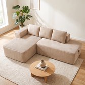 COMHOMA - Hoekbank 228 cm - Corduroy L-vorm met Slaapfunctie - Beige-R