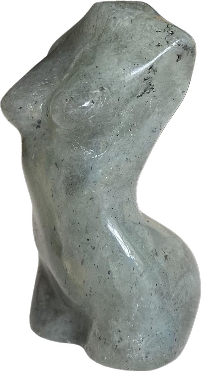 Maansteen helende kristal vrouwelijk model figuur sculptuur, 50 mm gesneden zak palmsteen kantoordecoratie