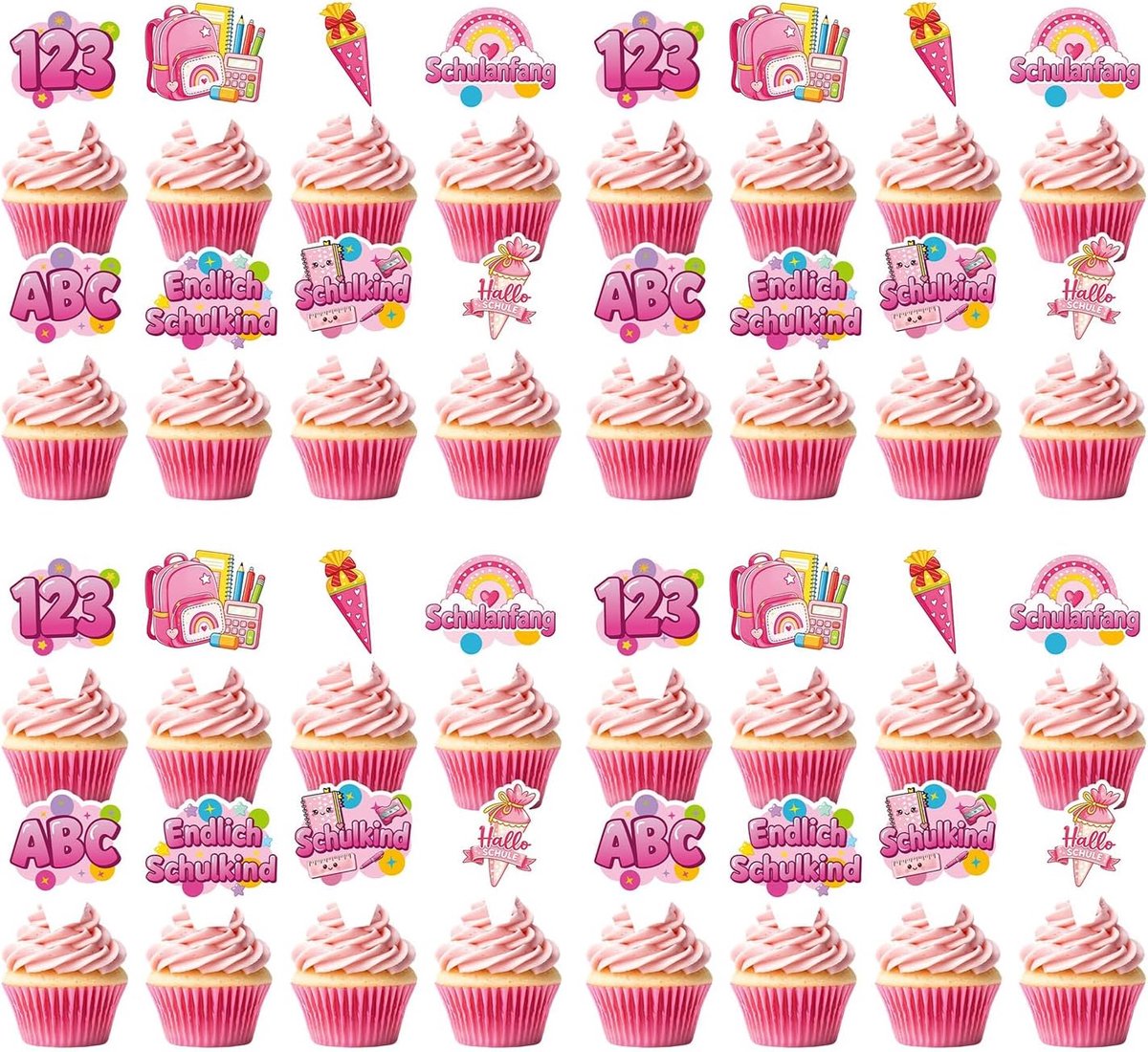 32 stuks taartdecoratieset, kleurrijke taarttoppers voor het begin van school 2026 voor meisjes en jongens, muffindecoratie voor schoolkind, taartdecoratie voor de eerste schooldag, eerste