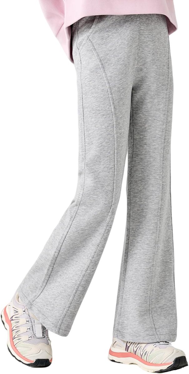 Joggingbroek voor Meisjes Zachte Katoen Wijdpijpbroek met Zakken Hoge Taille Wijd uitlopende Sportbroek Ademend Sweatbroek Dagelijks School Joggingbroek voor Kinderen Tieners 7-14 jaar