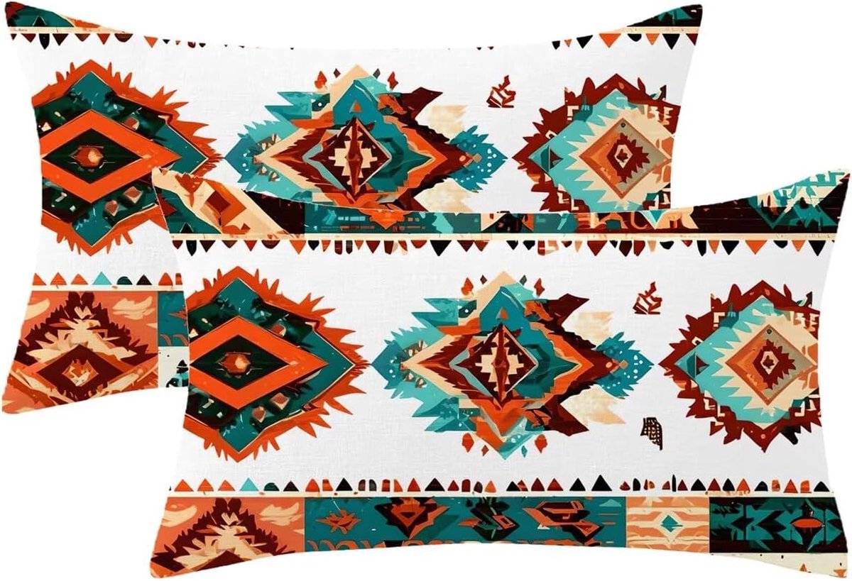 Kussenhoezen, rechthoekige fluwelen kussenslopen, 2 stuks, boho-patroon met onzichtbare rits, dubbelzijdige kussenhoes voor thuis, woonkamer, decoratie, geschenken voor vrouwen, Model813, 60 x
