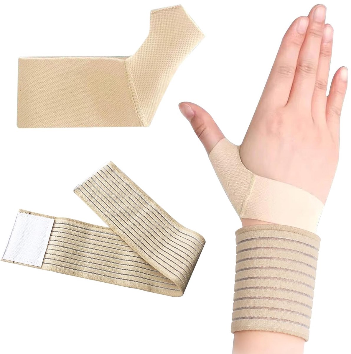 Elastische compressiebandage, duimstabilisator ter verlichting van pijn in carpaal tunnel, artritis en peesontsteking, 4 stuks