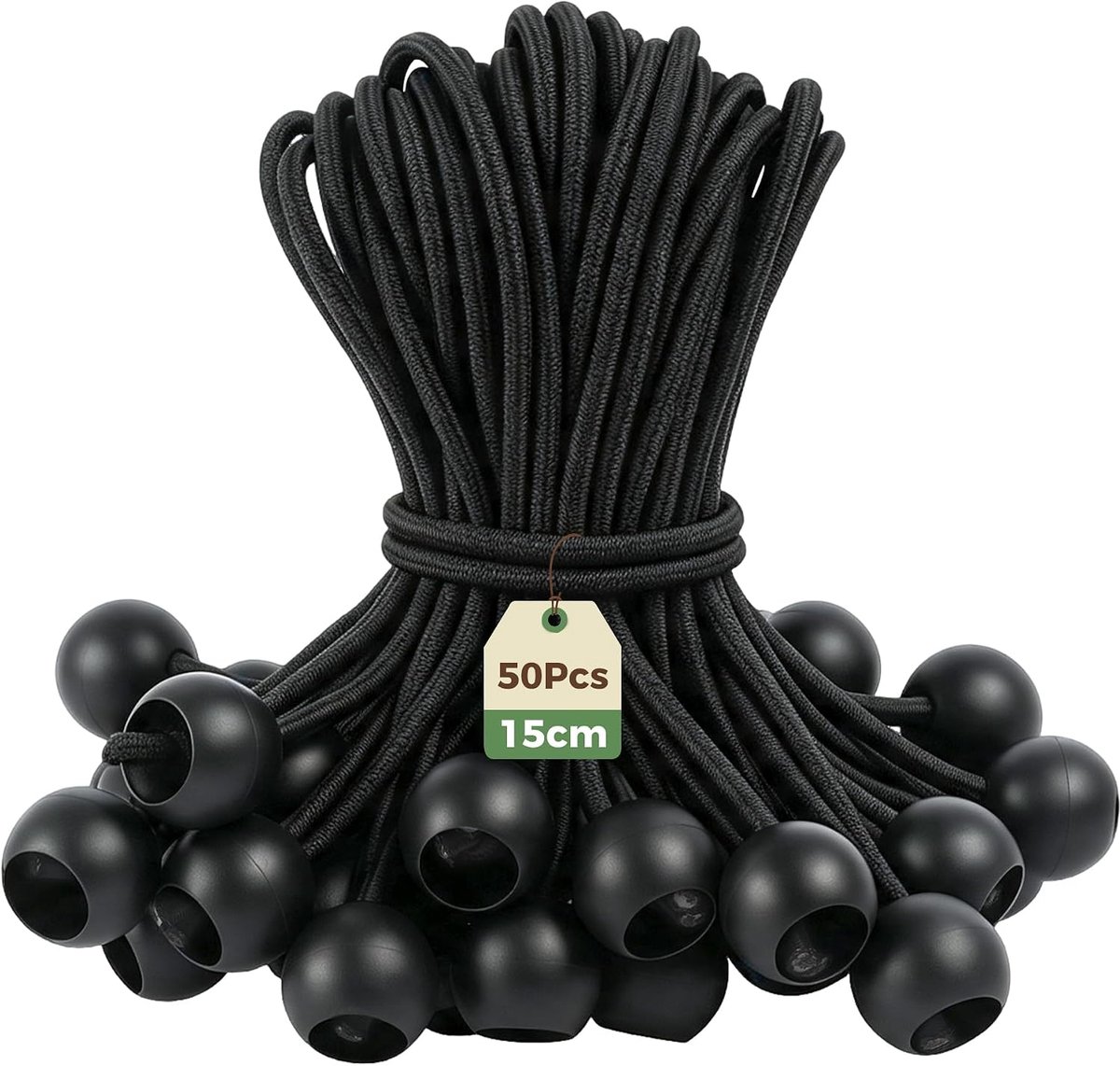 50 stuks elastische spanbanden φ4 mm met bal 2,2 cm zwart