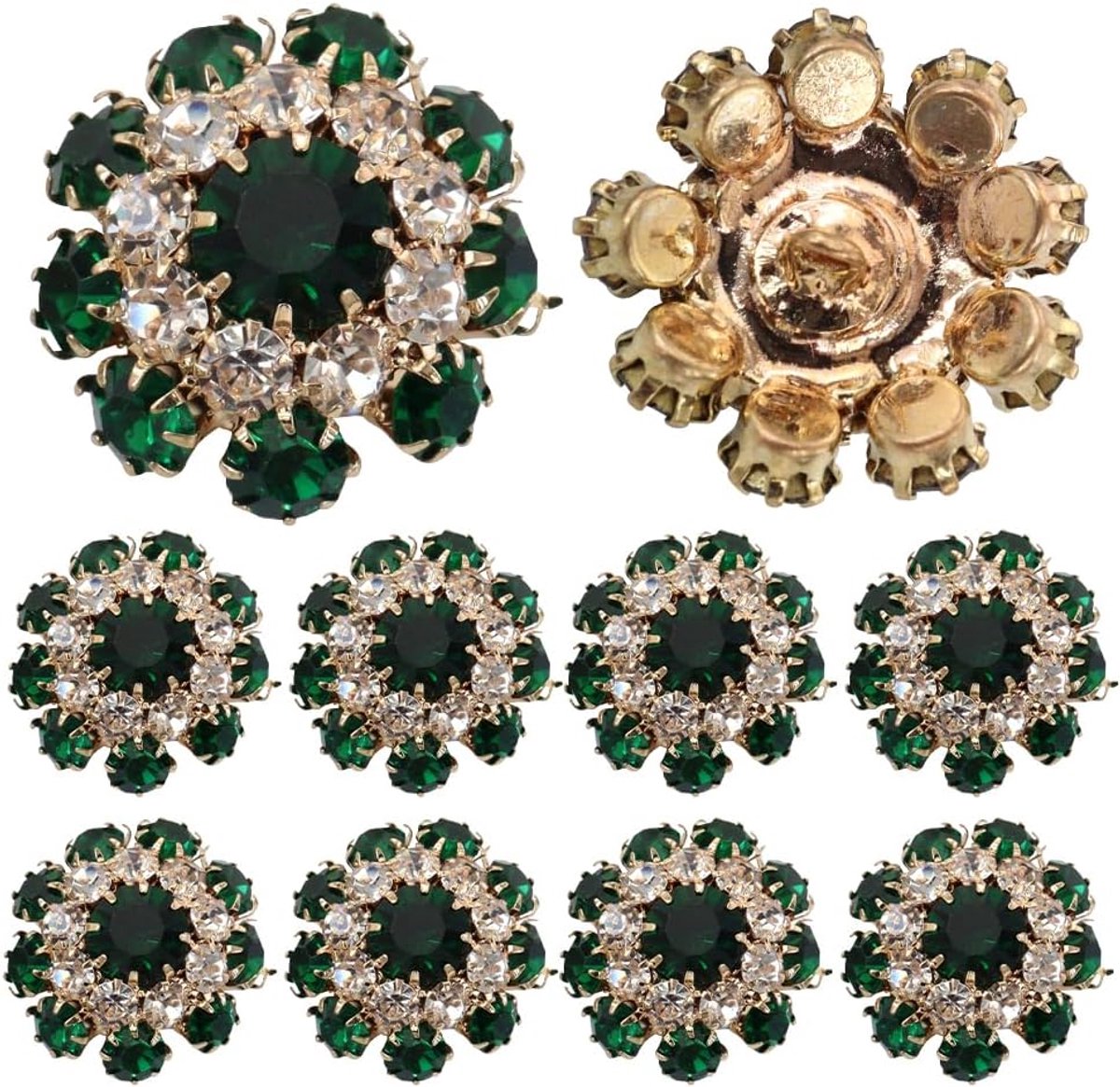 Gold Tone Paddestoel Knop Diamond Shank Button Coat Versier Naaibenodigdheden voor DIY Garment 5 stuks Groen Zilver