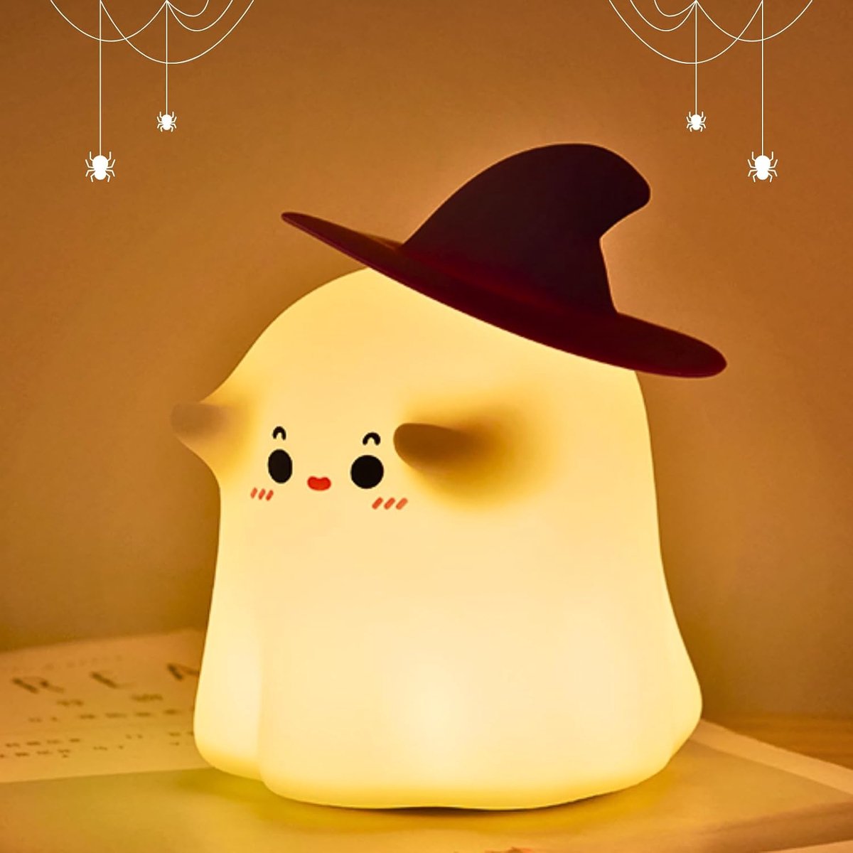 Spooknachtlampje: Decoratief Halloween-nachtlampje, oplaadbaar siliconen nachtlampje met 3 dimstanden, nachtlampje voor naast het bed, nachtlampje voor de kleuterschool, decoratie voor de studentenkamer, leuk vakantiecadeau, cool gadget.