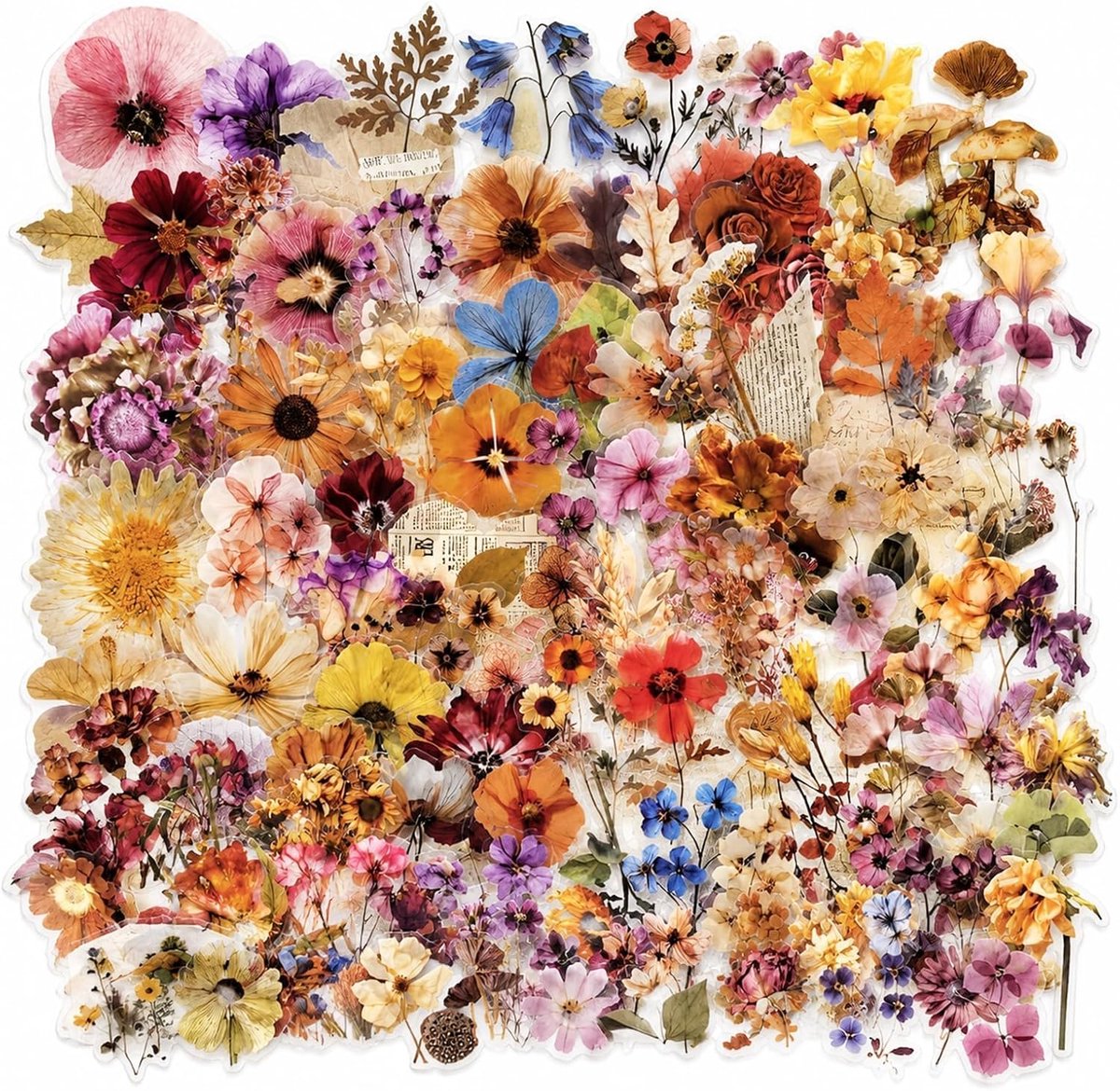 Scrapbook stickerset 100 stuks - bloemen stickers - esthetisch ontwerp - perfect voor bullet journal - ShopVlot