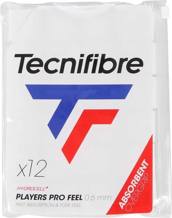 Tecnifibre® Players Pro Feel® overgrip, 12 stuks, wit, rood en blauw
