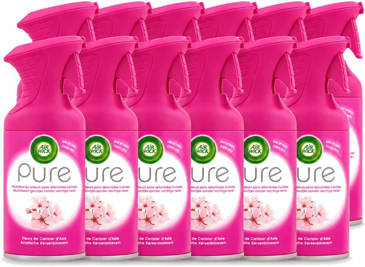 12 x Air Wick - Luchtverfrisser Spray - Aziatische Kersenbloesem - 250ml - Voordeelverpakking - 12 stuks