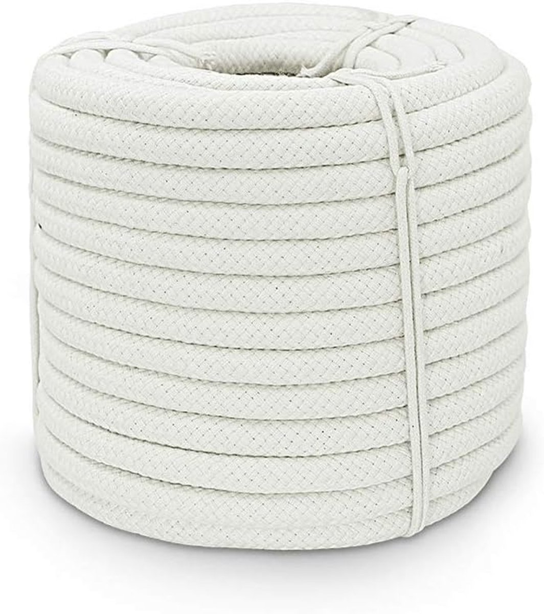 SnelShoppen - Dikke Gekruiste Katoenen Touw 10mm, 30M - Natuurlijke Macrame DIY Creatieve Decoratie, Eco-vriendelijk, Sterk en Duurzaam voor Huis en T