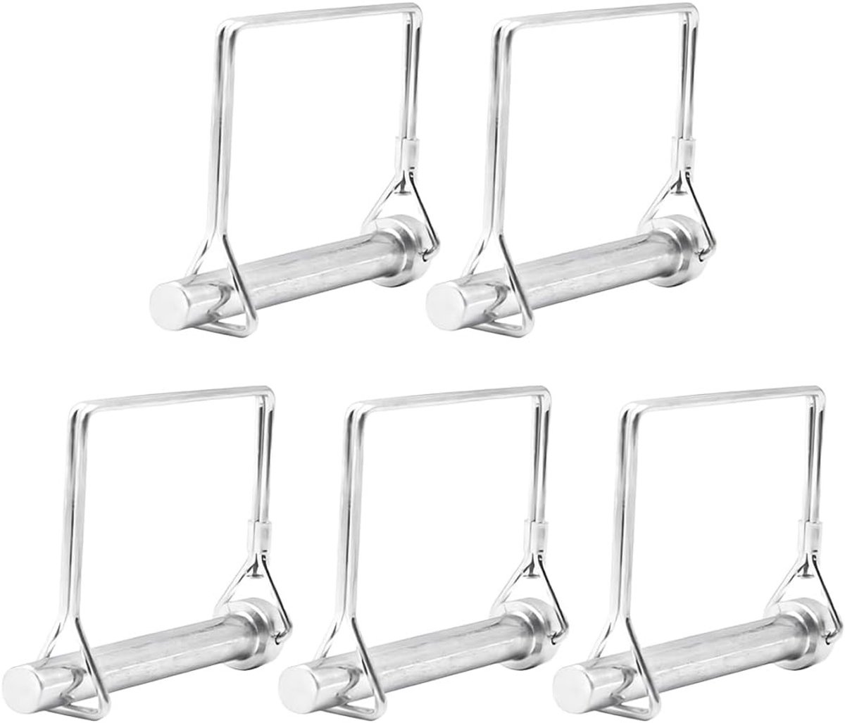 Set van 5 Snap Lock Pin vierkante gegalvaniseerde beugels voor aanhangers, tractoren en tuingereedschap (10mm x 70mm)