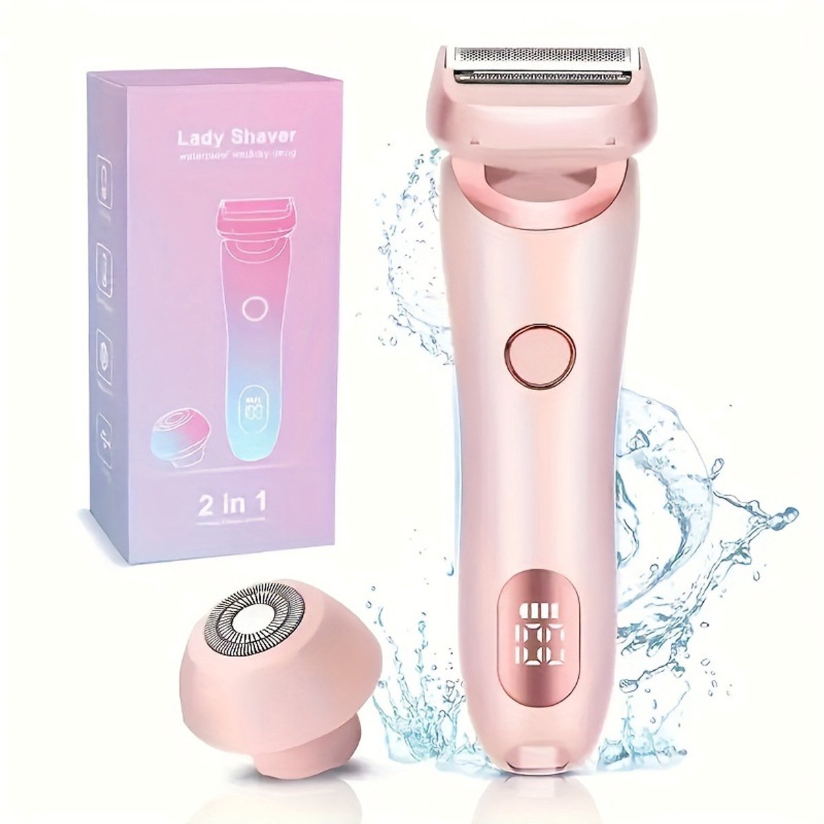 Scheerapparaat voor dames, 2-in-1 intieme scheerapparaat voor vrouwen, elektrisch scheerapparaat met IPX7 waterdicht, draadloos UBS, nat/droog epilator voor gezicht, bikini, benen, armen en lichaam