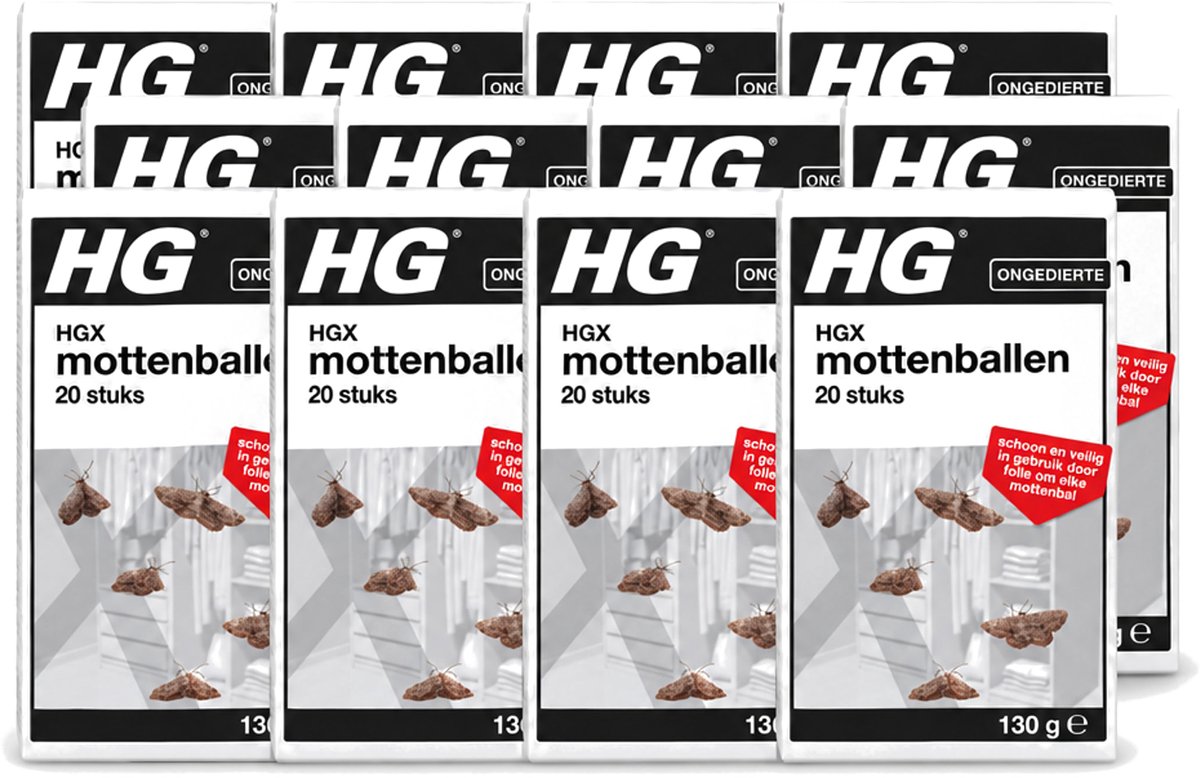 12 x HG X - Ongedierte - Mottenballen - Schoon & Veilig - 20 Mottenballen - Voordeelverpakking - 12 stuks