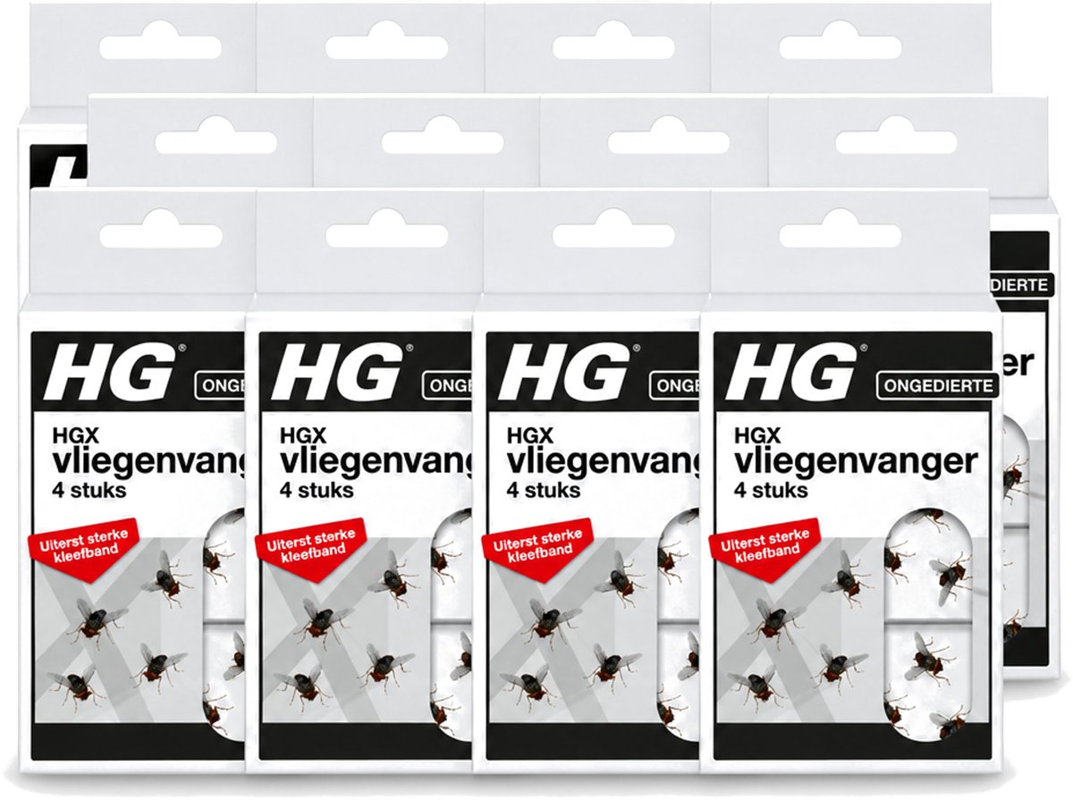 12 x HG X - Vliegenvanger - Uiterst Sterke Kleefband - 4 Vliegenvangers - Voordeelverpakking - 12 stuks