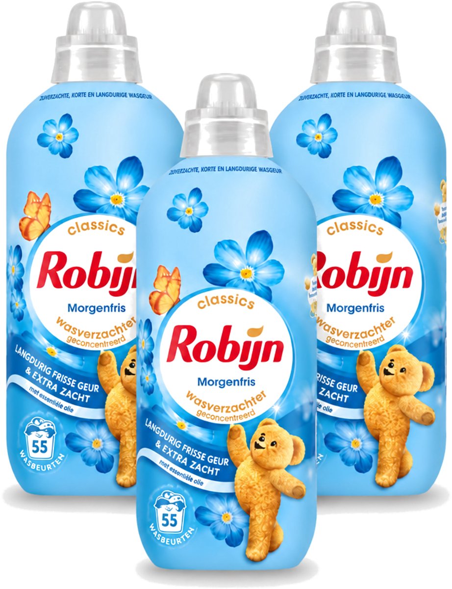 3 x Robijn – Wasverzachter – Morgenfris – 1,1 L - Voordeelverpakking - 3 stuks