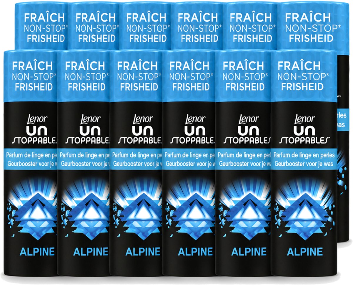 12 x Lenor Unstoppables – Geurbooster – Alpine – 19 Wasbeurten – 235 g - Voordeelverpakking - 12 stuks
