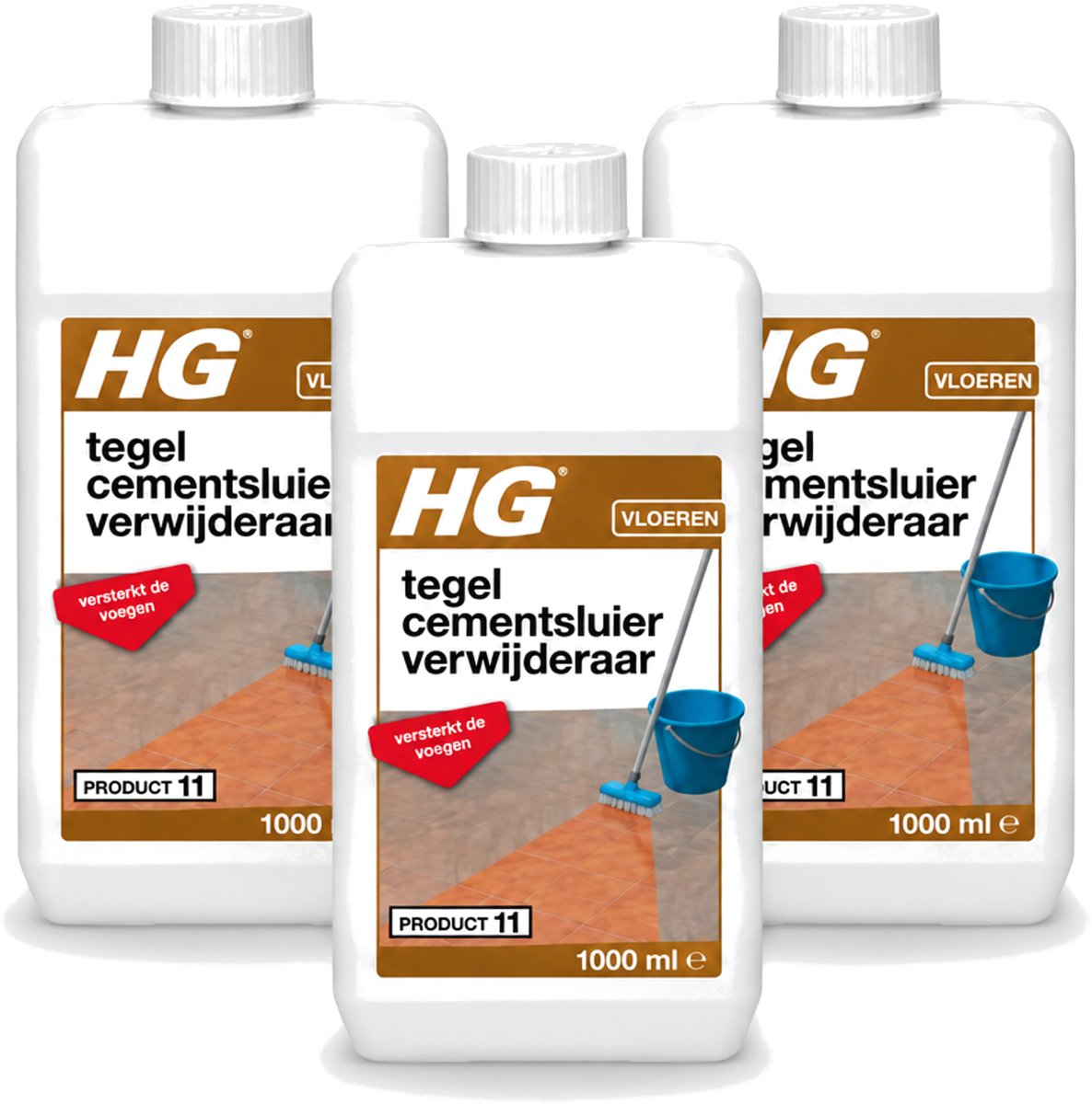 3 x HG - Vloeren - Tegel Cementsluierverwijderaar - Versterkt De Voegen - 1L - Voordeelverpakking - 3 stuks