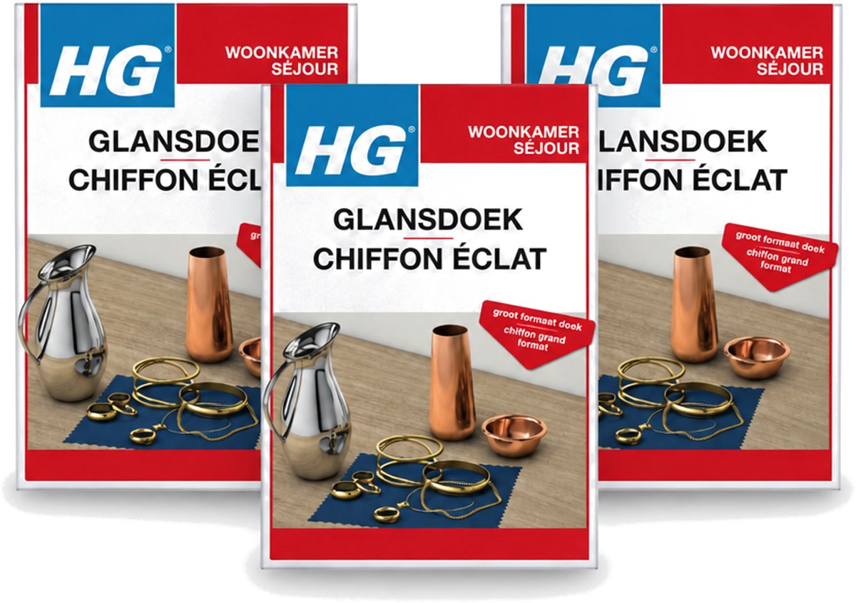3 x HG - Zilver Glansdoek - Groot Formaat - Optimale Glans - 1 Doek - Voordeelverpakking - 3 stuks