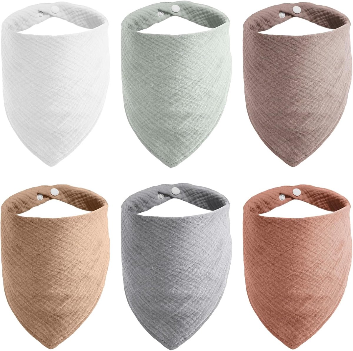 6 stuks babyslabbetjes voor pasgeborenen, bandana's van katoenen mousseline, slabbetjes, 100% katoen, verstelbaar, chiffon, ademend, driehoekig, voor jongens en meisjes