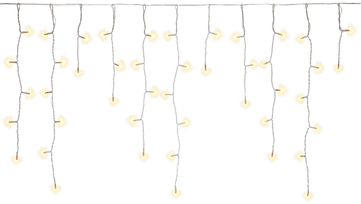 Goobay 400er LED ijsregen lichtketting, 5 m, met timerfunctie en 24 V buitentransformator, warmwit (2400 K)
