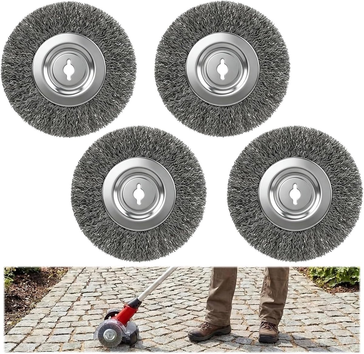 4 stuks staaldraad voegenborstel, metalen borstel voor Einhell voegenreiniger accu