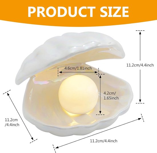Schelp Parel Nachtlampje Keramische Schelp Lamp, Schelp Parel Licht Schelp Decoraties Nachtlampje Schelp Parel Lamp Nachtlampje Voor Slaapkamer, Woon — afbeelding 5