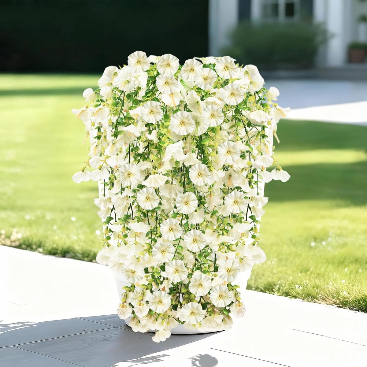4 stuks witte kunstbloemen voor buiten, uv-bestendig, struiken, planten voor hangende planten, huis, veranda, tuin, bruiloft, raamdecoratie