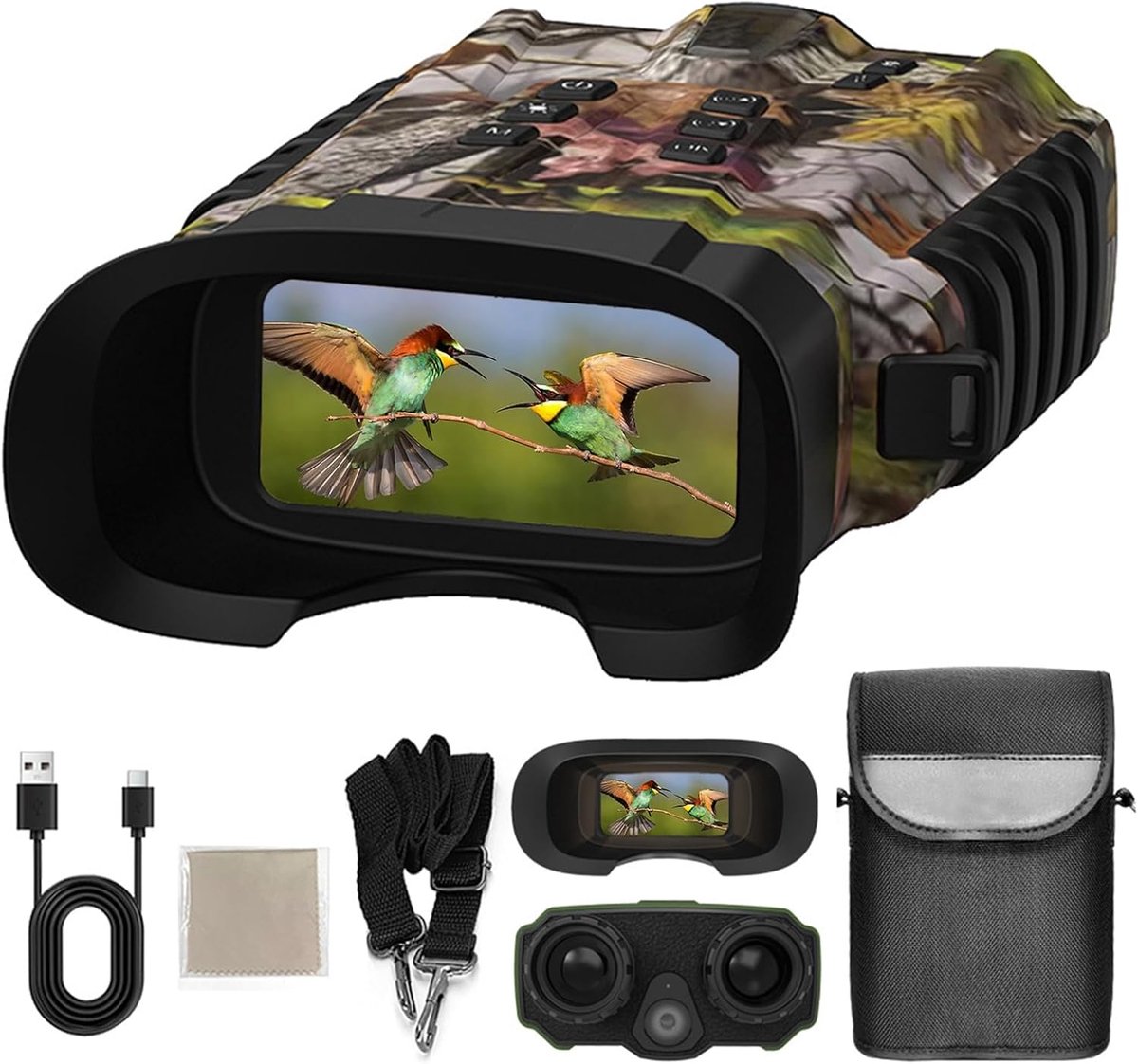 Nachtzicht verrekijker, 500 m, kleur, 4 x optische zoom, 8x digitale zoom, oplaadbaar, 5200 mAh, vogelobservatie, camping, jacht