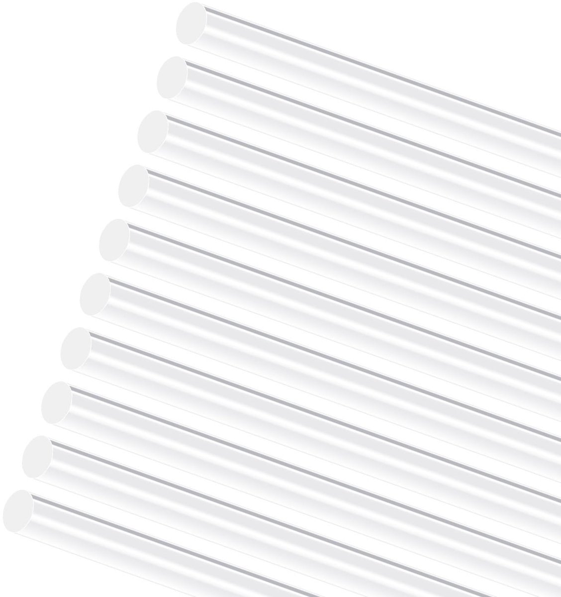 10 stuks ronde acrylstaven, 10 x 300 mm, 0,3 m, HQMYKOR acryl transparante ronde staven, heldere acrylstaaf voor doe-het-zelf knutselen, verlichting, kunstcreaties, modelbouw