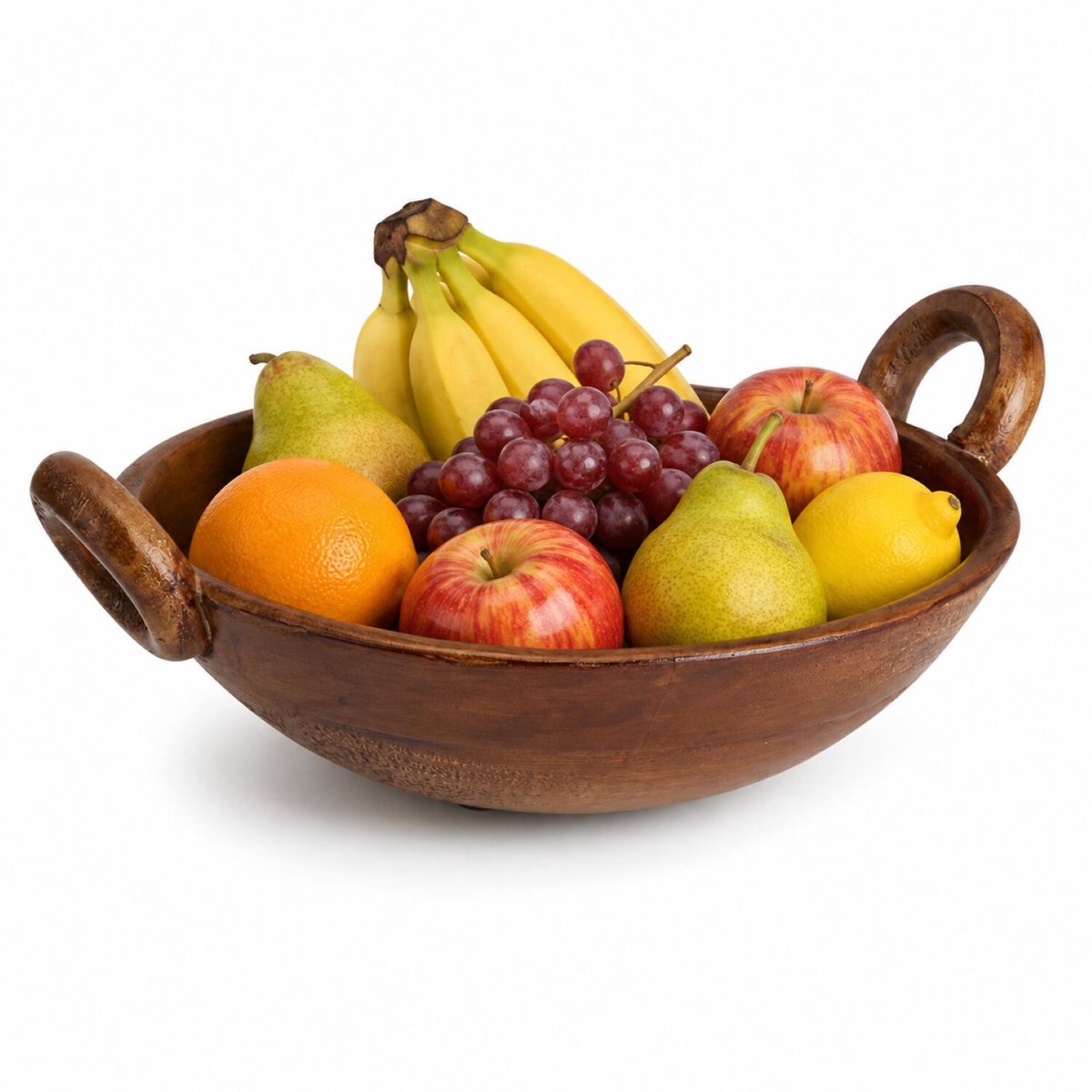 Excellent Houseware Fruitschaal / fruitmand - mango hout - D25 x H10 cm - bruin - Salade serveer schaal - Pure luxe