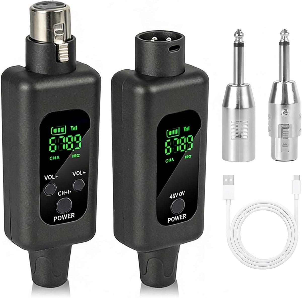 2,4 GHz draadloos microfoonsysteem - microfoonzender - ontvanger, 8 uur, 164 voet voor condensator en dynamische microfoons voor PA, mengpaneel, luidspreker, live optredens