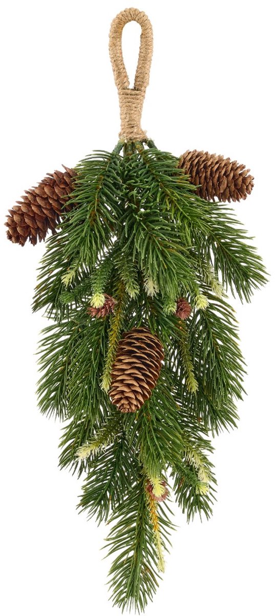 Gasper kunsthanger dennenmix met kegels 40 cm groen