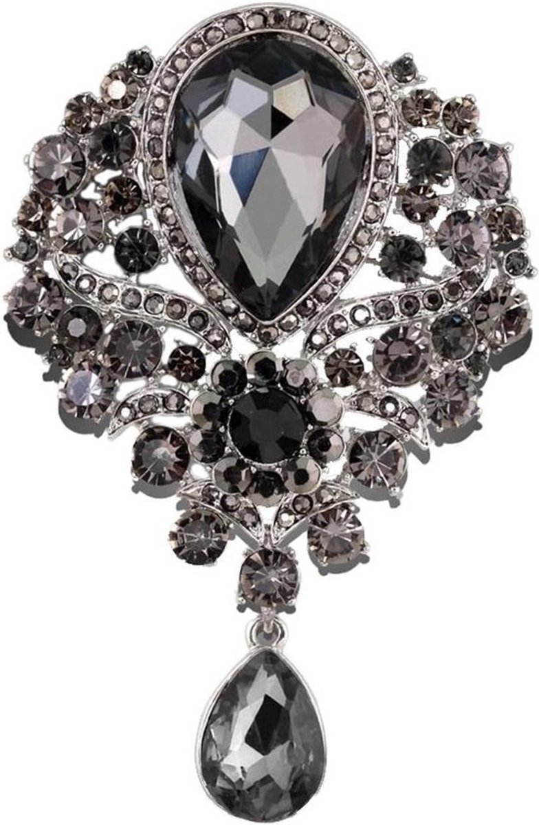Bloemen Broche - Sieraad Dames - Accessoires Stijl - Zirkonia Kristal - N.v.t. - Zilverkleurig