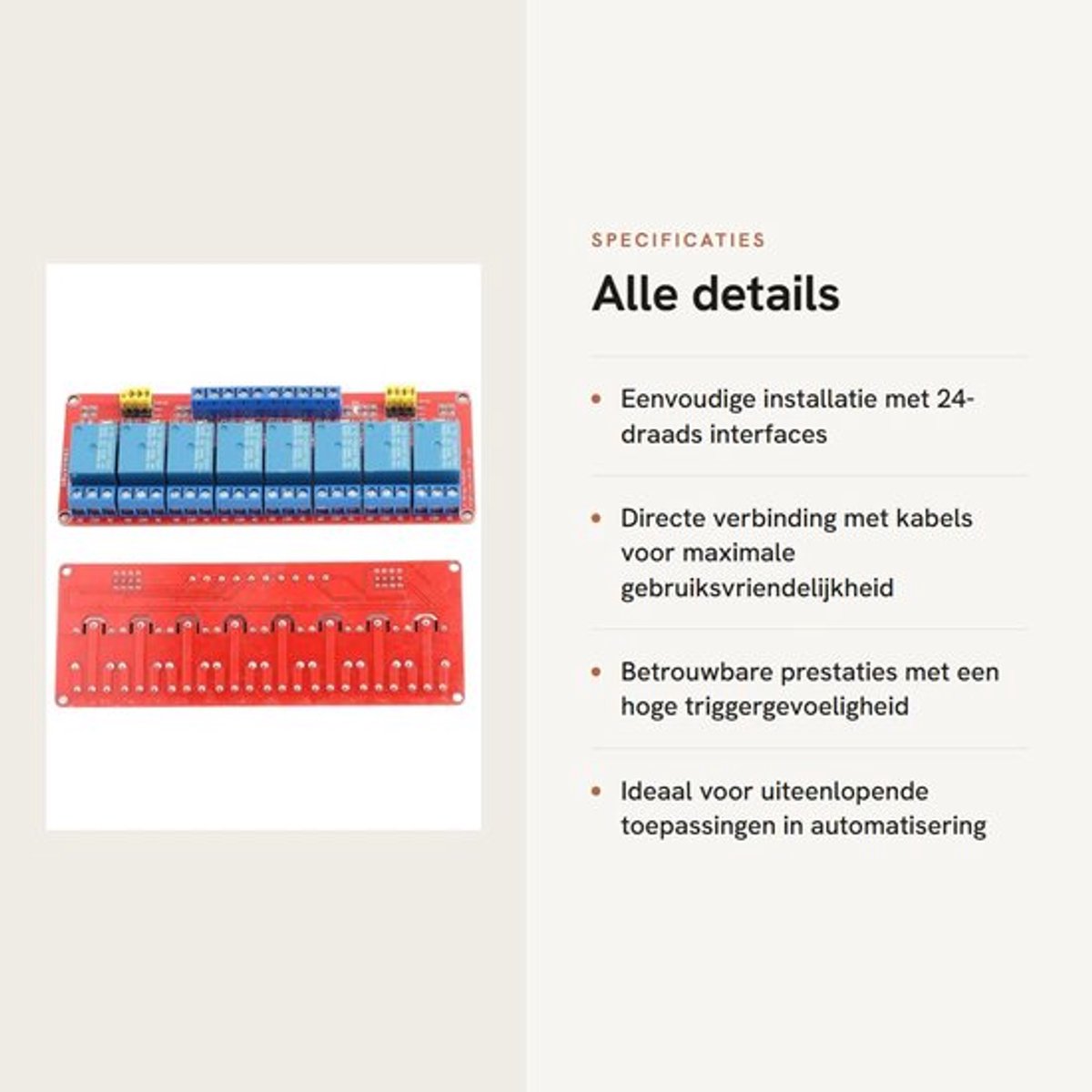 Dailygoods- Relaismodule 8-kanaals - 24 V Optokoppeling - Gehumaniseerd