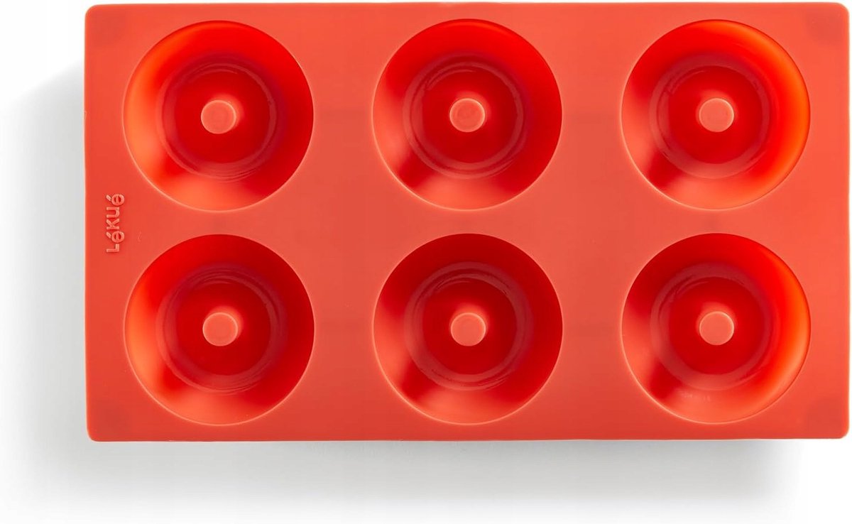 Siliconen donutmaker voor 6 donuts - Rood