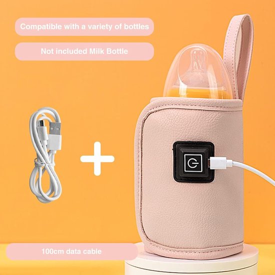 Flessenwarmer - USB C- Babyflesverwarmer - Melkwarmhouder - BPA-vrij - Compact & Lichtgewicht - langzame verwarming om warm te houden - Voor Babyflessen - Roze — afbeelding 4