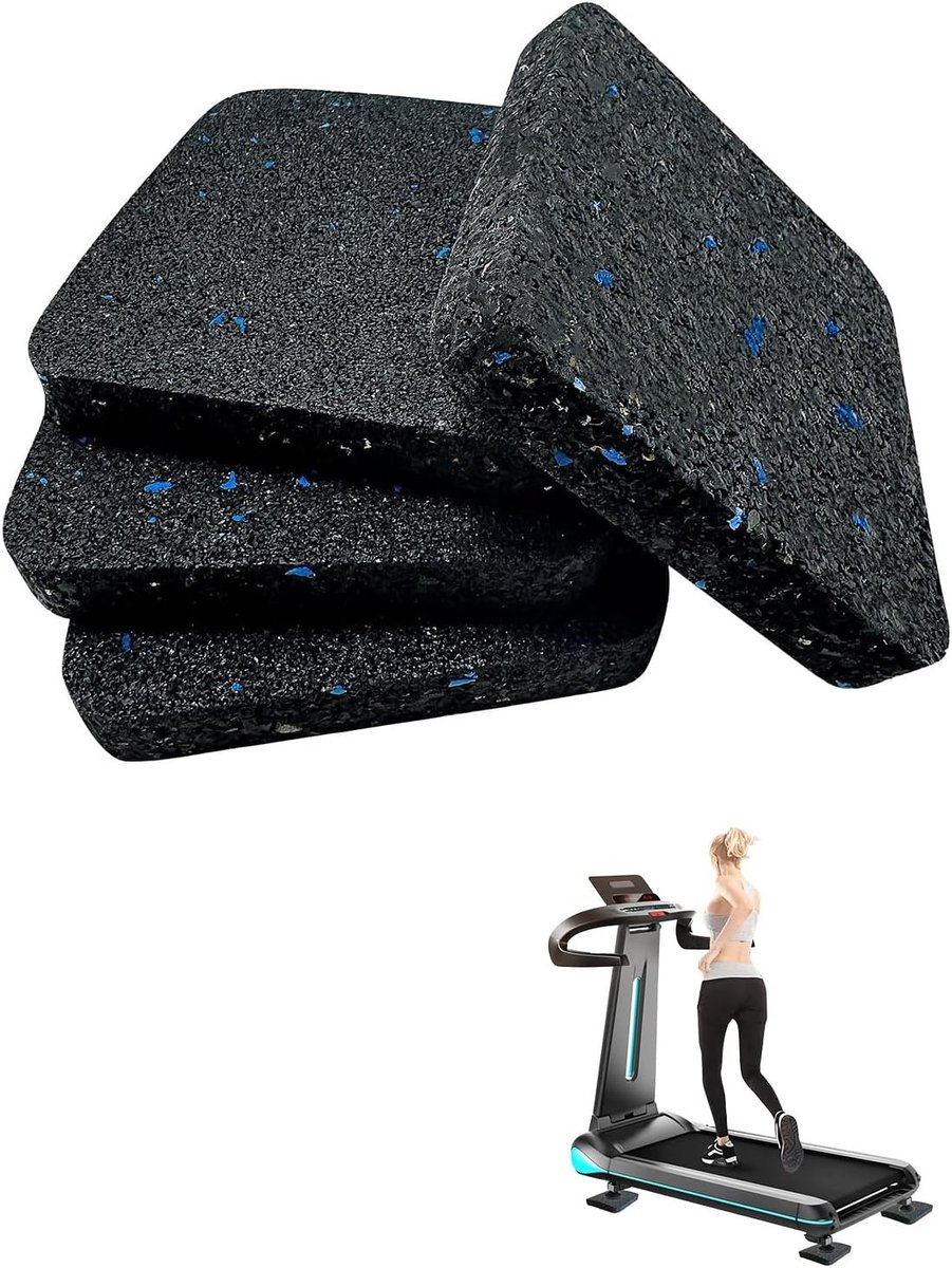 Set van 4 Antivibratie Matten voor Geluidsisolatie, Rubber Vloerbescherming voor Wasmachines, Droogkasten en Meubels (9 * 9 * 2 cm)