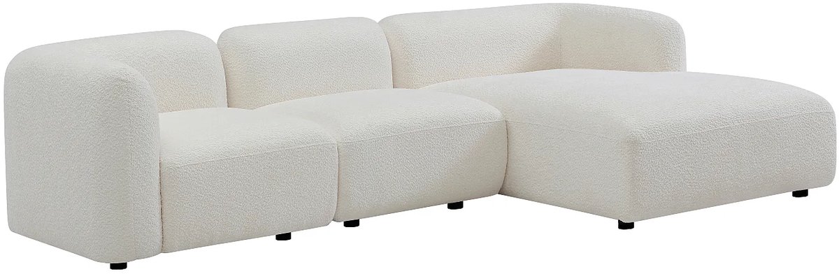 Vente-unique Modulaire hoekbank rechts in boucléstof - Gebroken wit DANEPI