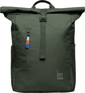 Donkergroene GOT BAG rugzak met rolsluiting en gekleurde ritshanger.