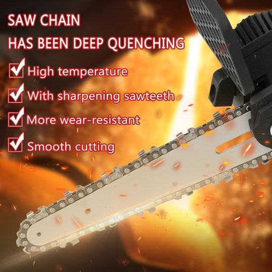 6 Inch 21V Accu Kettingzaag Mini Draadloze Snoeizaag, 2 Accu's, Handig voor Tuin & Houtbewerking — afbeelding 2