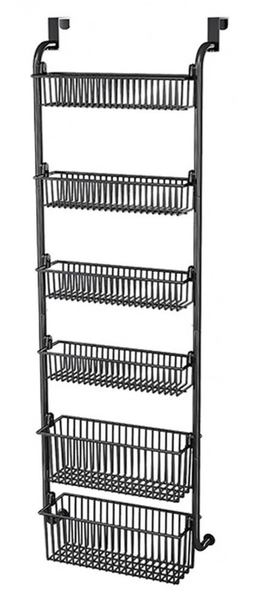 Noventra Deur Organizer – Hangend Opbergrek met 6 Manden – Deur Opbergrek Zonder Boren – Badkamer, Keuken & Huishouden – Zwart